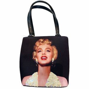 MARILYN MONROE Small Handbag with Bling Earrings and Dress Sequins 7 1/2”